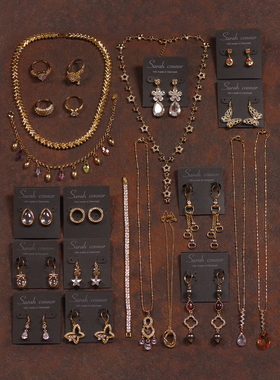 出口意大利打版样品锆石女项链耳