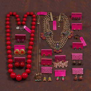 65欧美老货复古夸张稀有个性秀场设计师BJ项链耳环钉女打版样品红