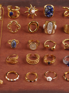 几何造型女设计师港风叠戴戒指环