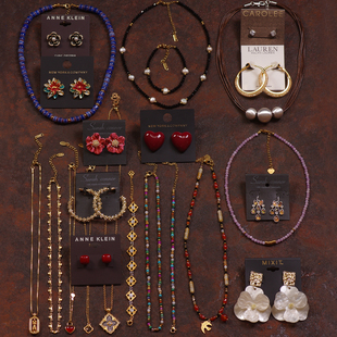 J33金刚杵转动爱心珐琅釉手工陶瓷夸张花朵项链耳环夹钉手链套系