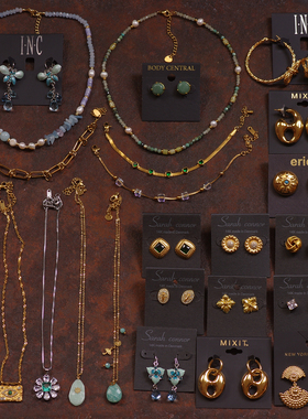 淡水珍珠石头叠戴日常项链耳环饰