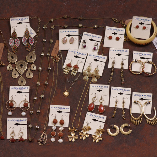 复古LK花朵图腾红色项链耳环钉