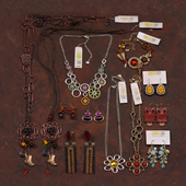 J94欧美BOHM复古VINTAGE老货打版 样品长项毛衣链耳环夹钉女夸张