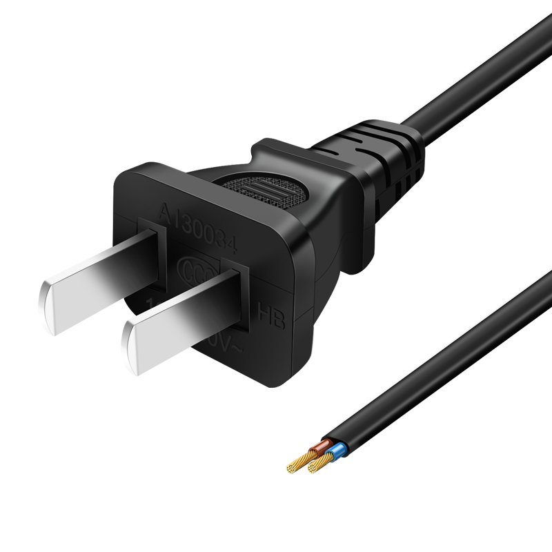 2插电源线带插头带线单插头0.5/0.75平两项两孔2芯二脚裸尾纯铜线