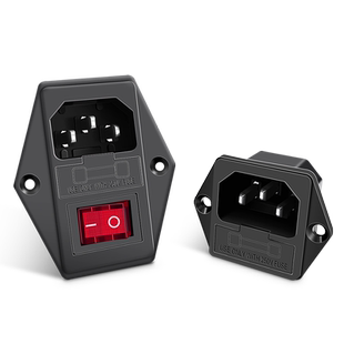 AC电源插座带保险丝公座开关三合一品字插座10A全铜三脚插片