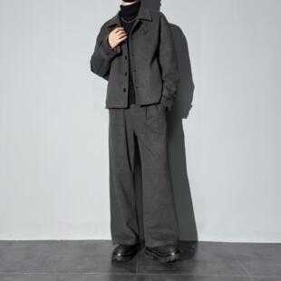 休闲宽松时尚 莱德 痞帅白鸭绒内胆毛呢外套男士 冬季 两件套 搭配