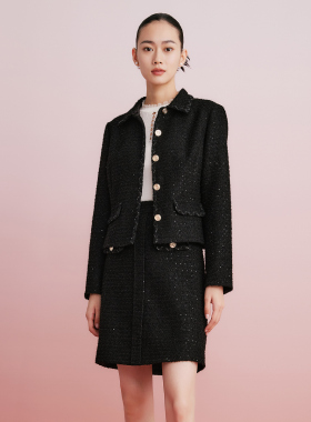 歌蒂诗春专柜新款时尚气质细闪名媛短款小香风外套 1D33W5240