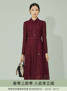 歌蒂诗春季专柜新款时尚通勤收腰显瘦气质POLO领连衣裙 1B34L1554