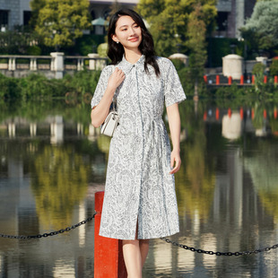 连衣裙 简约知性通勤衬衫 歌蒂诗夏专柜新款 1E24L2496 含桑蚕丝
