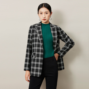 减龄外套3B36W1940 气质黑白格子条纹女西服 歌蒂诗专柜新款 时尚