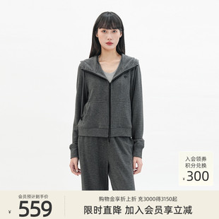 歌蒂诗春季 时尚 休闲简约高级灰连帽运动外套女 3F11W9734 新款