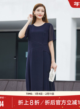 歌蒂诗夏专柜新款简约知性宽松舒适通勤百搭连衣裙 1D22L2010