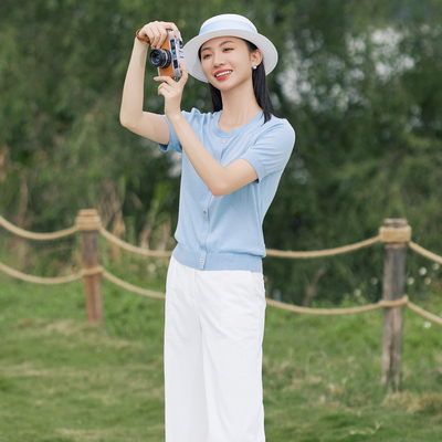 【天丝短袖】歌蒂诗夏季专柜简约知性休闲针织短袖 1E24Z1572B