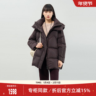 歌蒂诗冬季新款时尚韩版宽松休闲90鹅绒连帽羽绒服 3E46Y0705