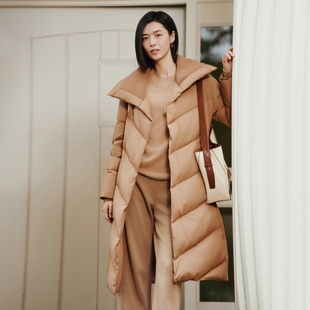 大翻领驼色鹅绒羽绒服 歌蒂诗冬季 个性 时尚 8E43Y3593 专柜新款