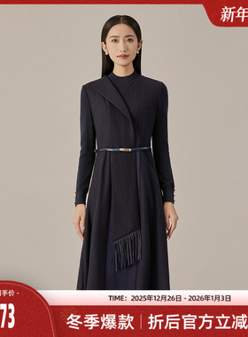 歌蒂诗冬季专柜新款简约知性优雅大气收腰连衣裙女 1D43L3053