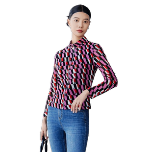 歌蒂诗早秋专柜新款时尚格子印花修身显瘦短款外套 8E10W5839