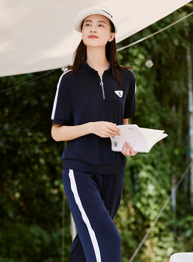 歌蒂诗春夏专柜新款时尚气质休闲运动拉链立领短袖 1E14S1016