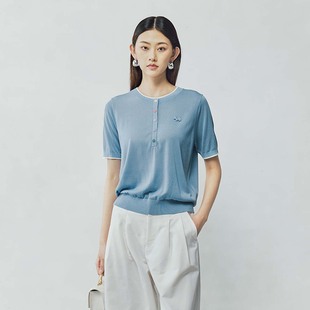 天丝短袖 女 歌蒂诗2025夏季 简约舒适针织衫 1F26Z1789 专柜新款