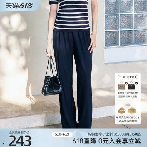 歌蒂诗夏季专柜新款休闲风百搭通勤高腰宽松阔腿裤女1F26K3265