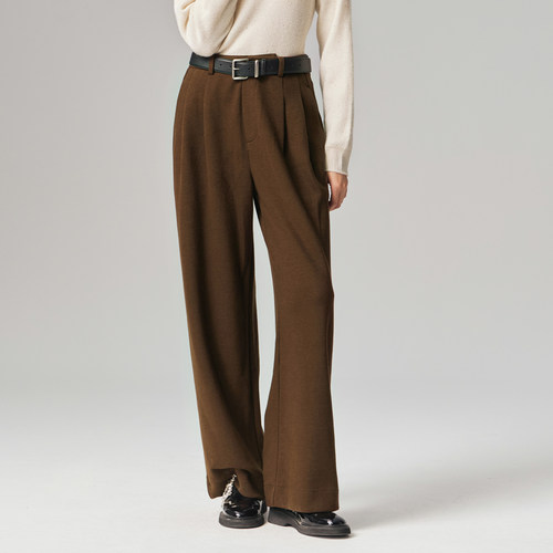 歌蒂诗2024年冬季专柜时尚深咖色通勤休闲经典百搭裤子8E46K3960