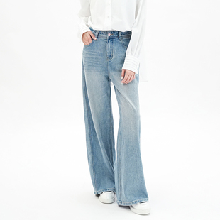 女 歌蒂诗2025秋季 百搭宽松显瘦浅色直筒牛仔裤 时尚 3F11N3670 新款