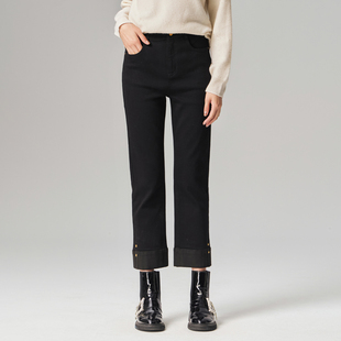 百搭宽松显瘦直筒9分牛仔裤 时尚 1E41N9509 专柜新款 歌蒂诗冬季