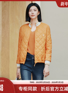 歌蒂诗秋季专柜新款简约舒适大气橙色轻薄短款棉衣 8E33M0860
