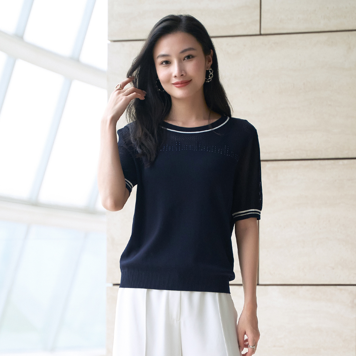 歌蒂诗夏季网纱短袖上衣