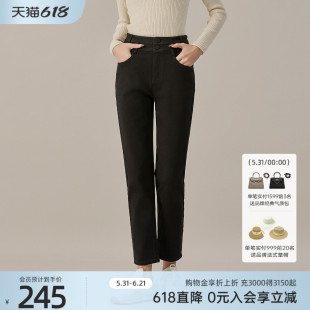 歌蒂诗冬季专柜新款时尚高腰双排扣加厚加绒牛仔裤女士 1D42N3909