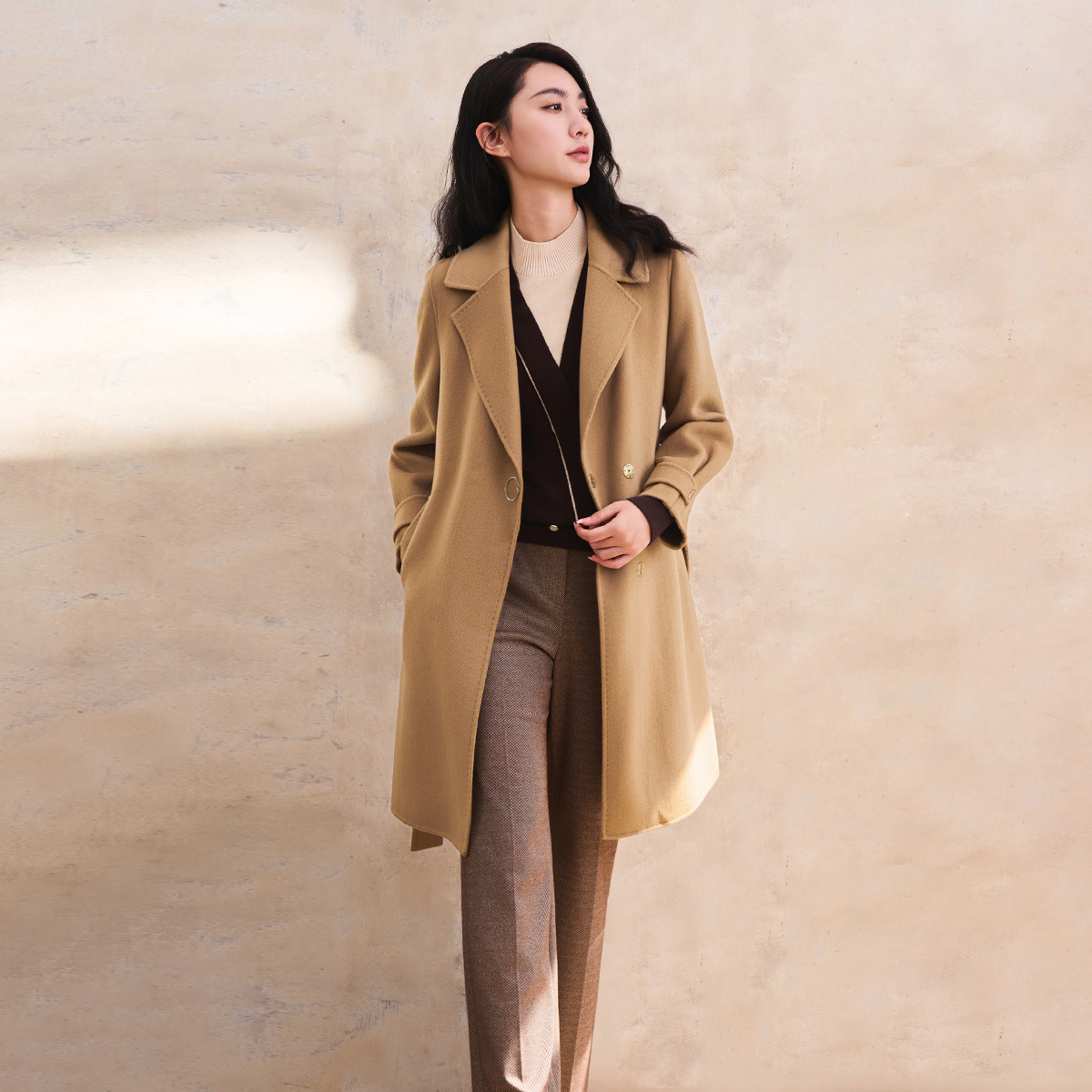 歌蒂诗中长款简约百搭大衣外套