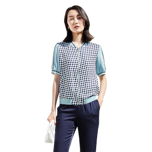 歌蒂诗夏季专柜新款时尚休闲千鸟格短款短袖外套女 1C21W5221