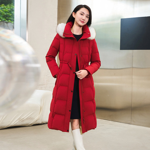 狐狸毛领 气质红色羽绒服 鹅绒 专柜新款 1D43Y3968 歌蒂诗冬季