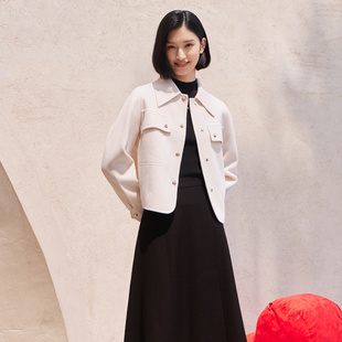 8D33D1582 呢子大衣 歌蒂诗秋专柜新款 简约气质高级绵羊毛短款