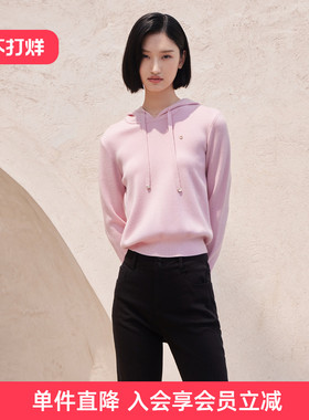 歌蒂诗春季专柜新款休闲简约连帽设计宽松毛织衫女 8D33Z1603