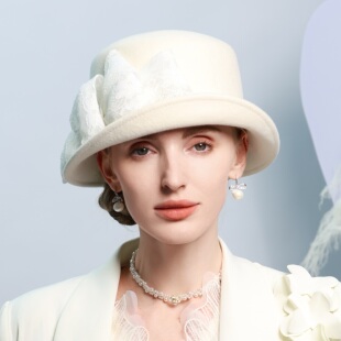 EE新款冬季帽子女韩版潮甜美优雅洋气羊毛帽时尚百搭女士毛呢帽