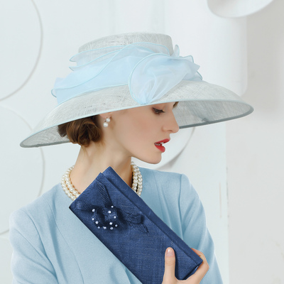 EE 新款时尚麻纱帽子女 优雅百搭正装英式宴会礼帽女英伦