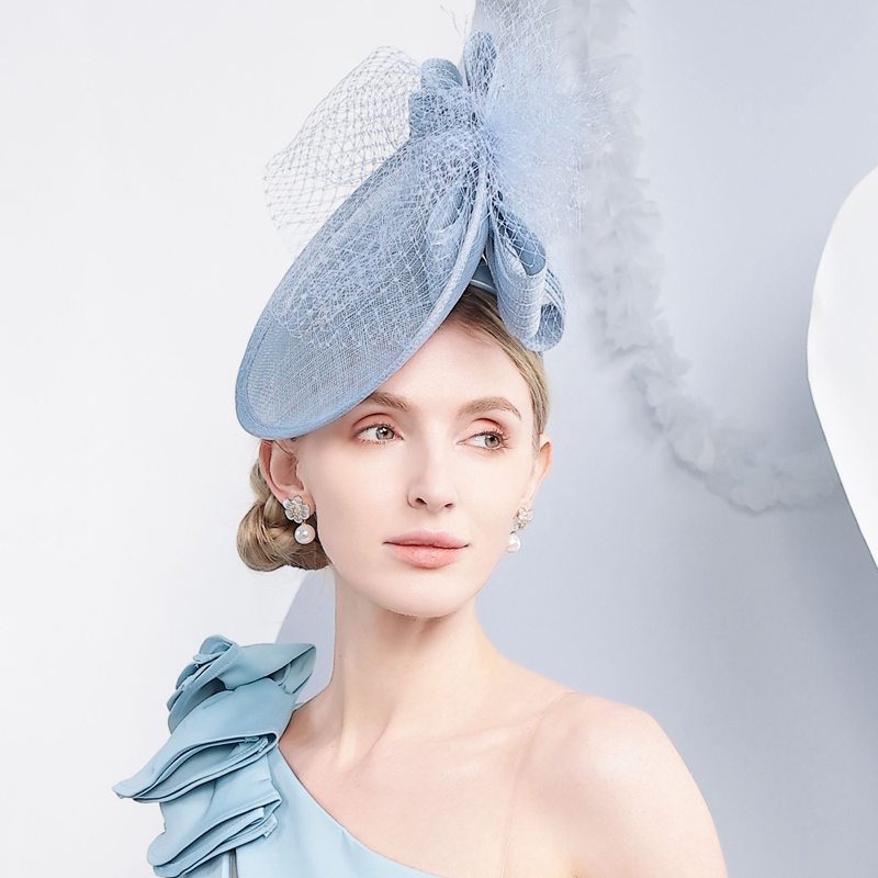 EE 2025夏季新款 时尚甜美宴会麻纱小礼帽网纱宴会帽子