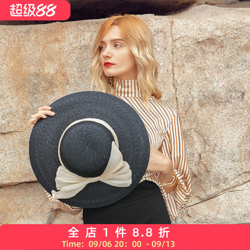 ee夏季新款天然细麦草子女太阳帽