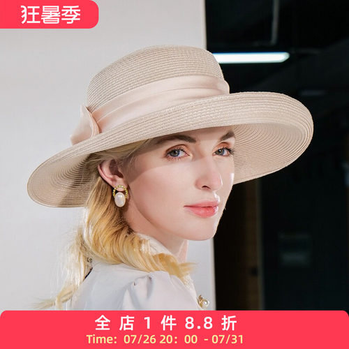 EE夏季出游时尚蝴蝶结遮阳帽女