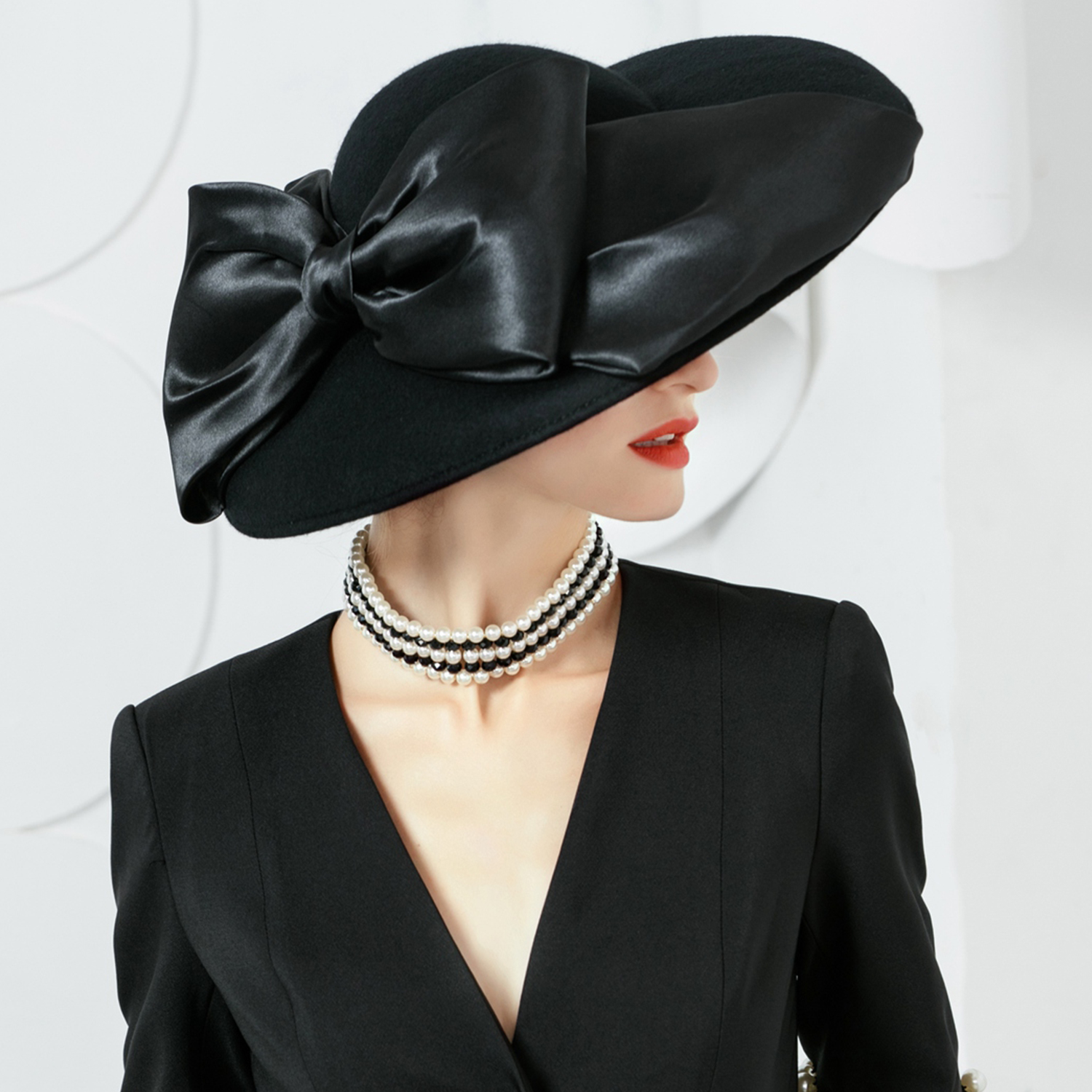 ee复古羊毛呢潮人休闲风舞会帽子