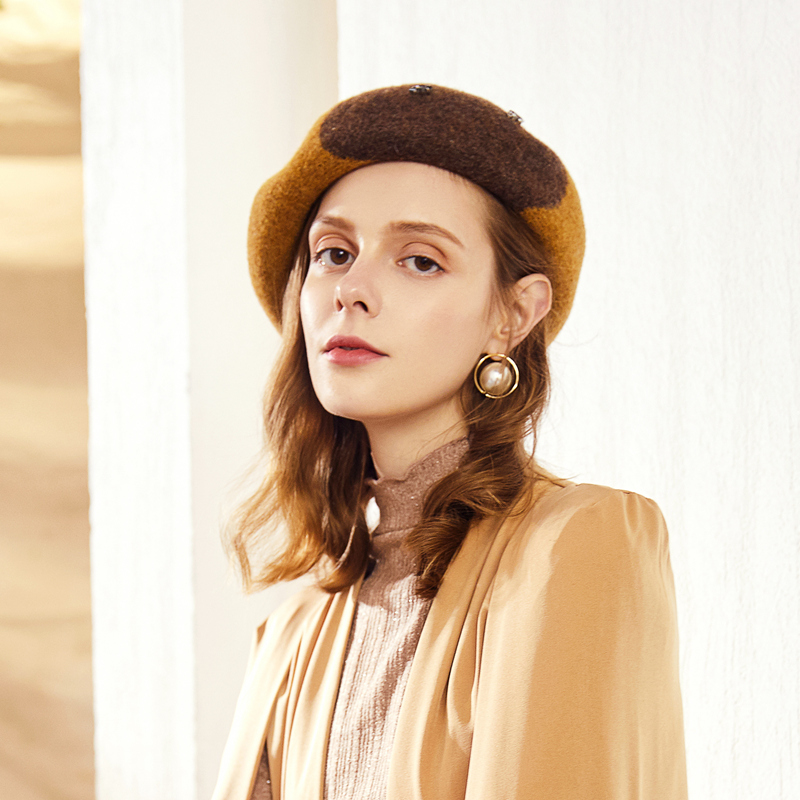 秋毛呢蓓蕾帽简约百搭款女贝雷帽