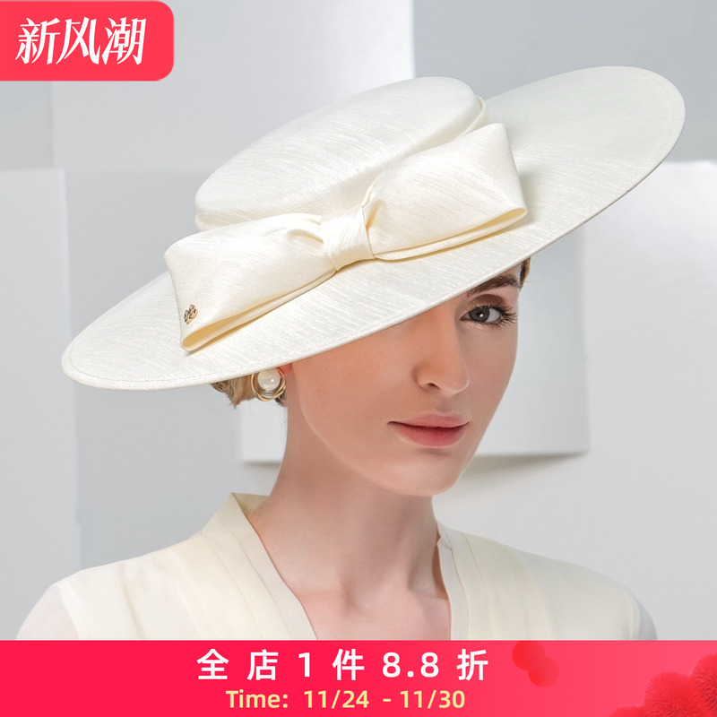 EE 春季新款优雅蝴蝶结简约时尚英式休闲女士礼帽