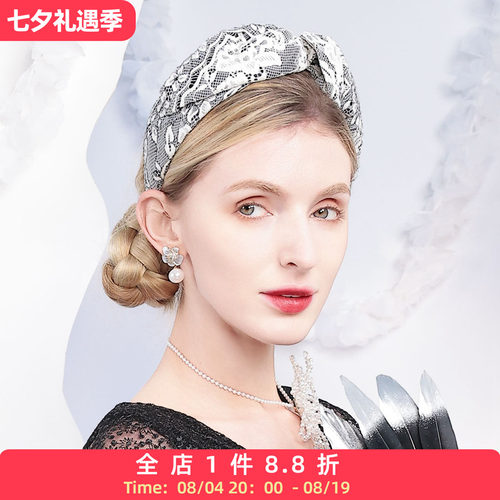 EE新款原创设计英式时尚复古百搭蕾丝发箍小礼帽2299