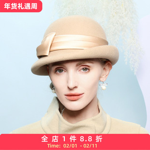 EE设计师新款 韩版潮百搭帽子女冬天 甜美可爱冬季时尚大檐羊毛帽