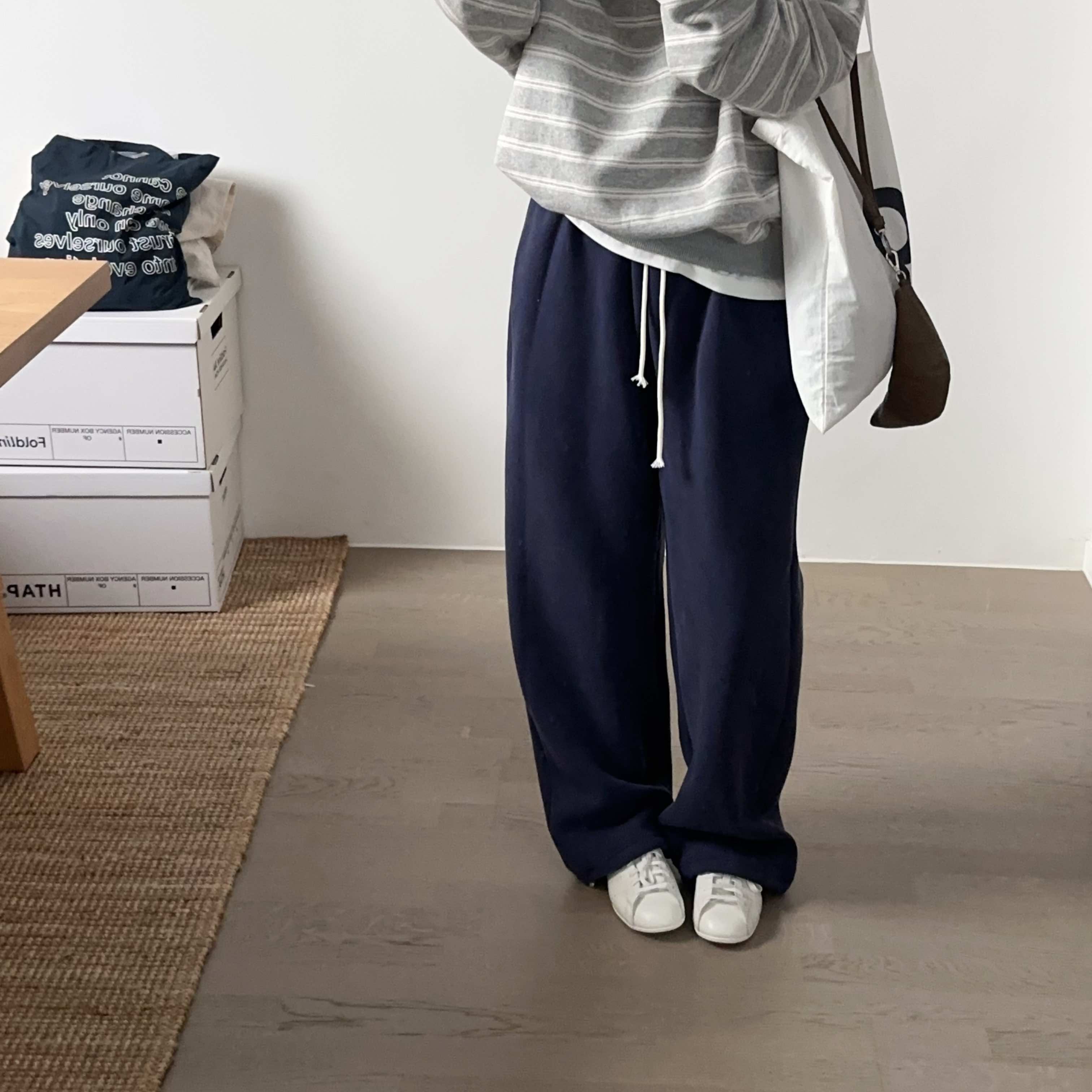 韩代25fw松弛感棉质加绒两穿卫裤