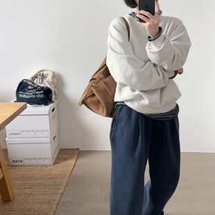 【小喵】韩代26ss 随性慵懒风纯色棉质圆领宽松显瘦百搭卫衣2色