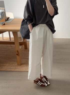 【小喵】韩代26ss 慵懒松弛水洗棉质纯色高腰宽松显瘦百搭休闲裤