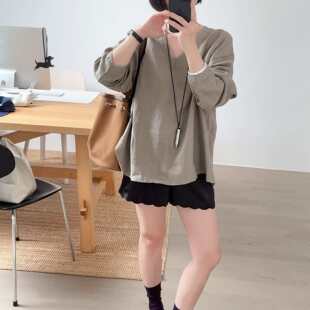 【小喵】韩代26ss 慵懒时尚V领薄款宽松后开叉显瘦百搭长袖衬衫