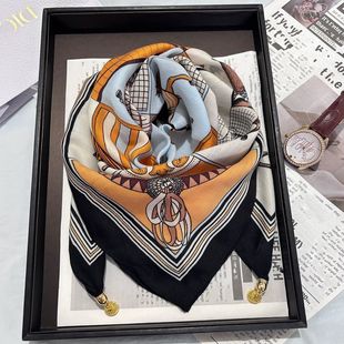 磁吸护颈小围巾2025新款秋冬方巾女款三角丝巾披肩高级感防风围脖